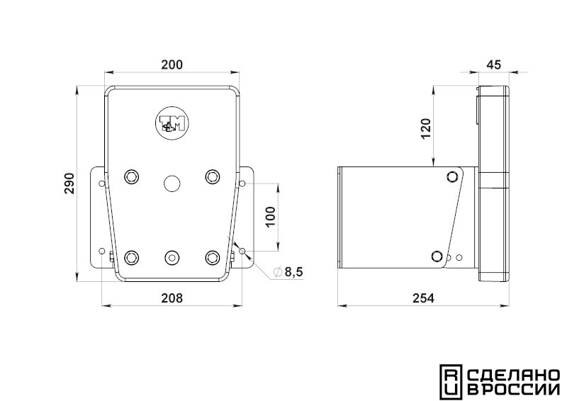Транец выносной с регулировкой угла наклона для ПЛМ до 12 л.с., ПНД