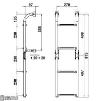 Трап складной с вертикальным креплением, 4 белых ступени (ширина 270 мм.)
