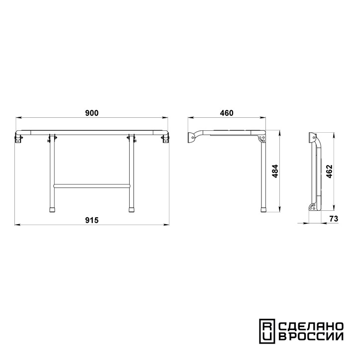 Скамья складная  900 мм, ироко