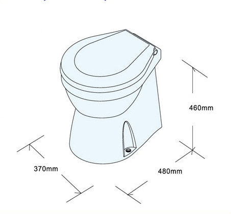 Унитаз судовой 460х480, в комплекте с электр.помпой 12В (нов)