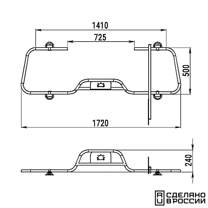 Стойка рулевая с бортовым креплением большая