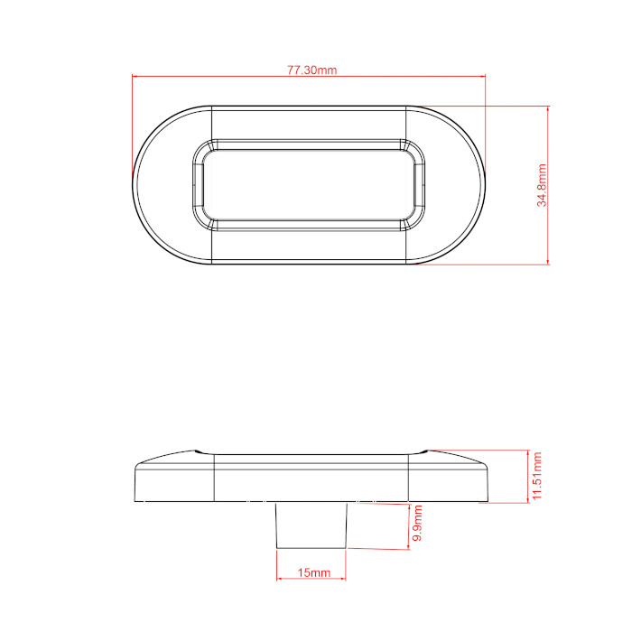 Светильник для подсветки палуб и трапов светодиодный 75х32 мм, синий свет, черный