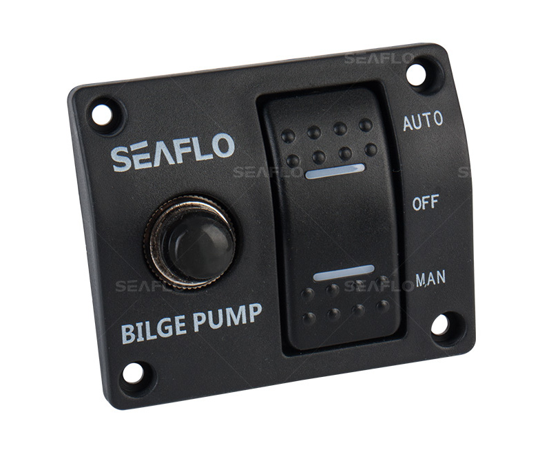 Панель управления с предохранителем для осушительного насоса (ручной-выкл-авто) 12/24В, пластик