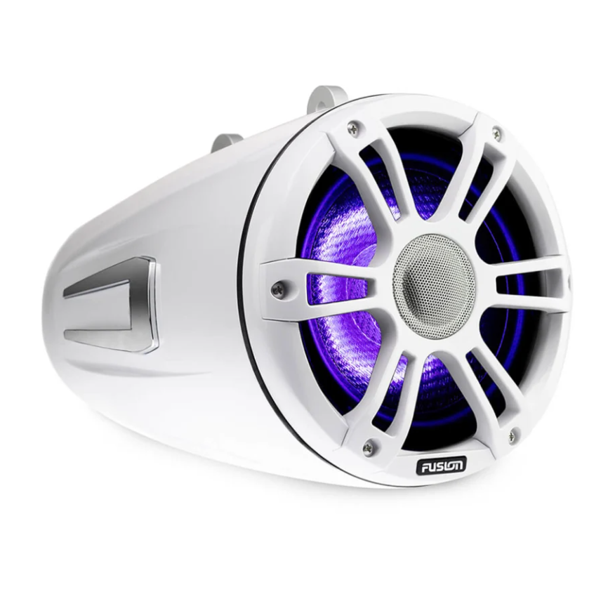Fusion® Signature Series 3 Marine Wake Tower Speakers – морские динамики 8,8" 330 Вт для вейк-катеров, белый, с иллюминацией CRGBW