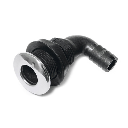 Стакан дренажный угловой SUNFINE 19мм с нержавеющей накладкой, основание пластик