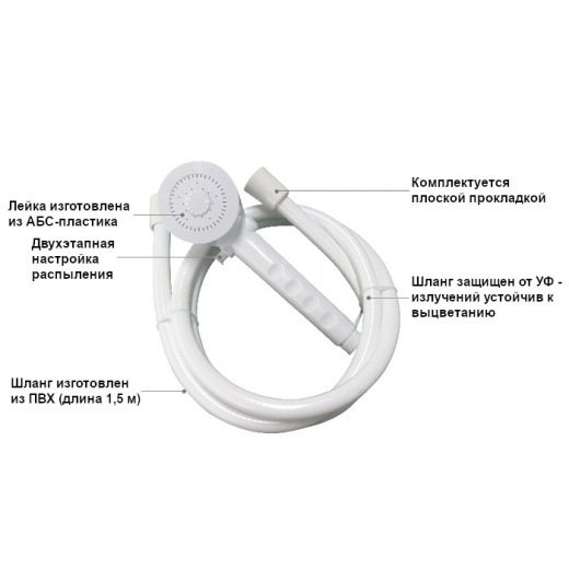 Душевая лейка с шлангом 1,5 м SEAFLO