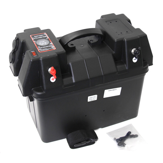 Короб для АБ с панелью индикации и розеткой для вольтметра 424х251х306