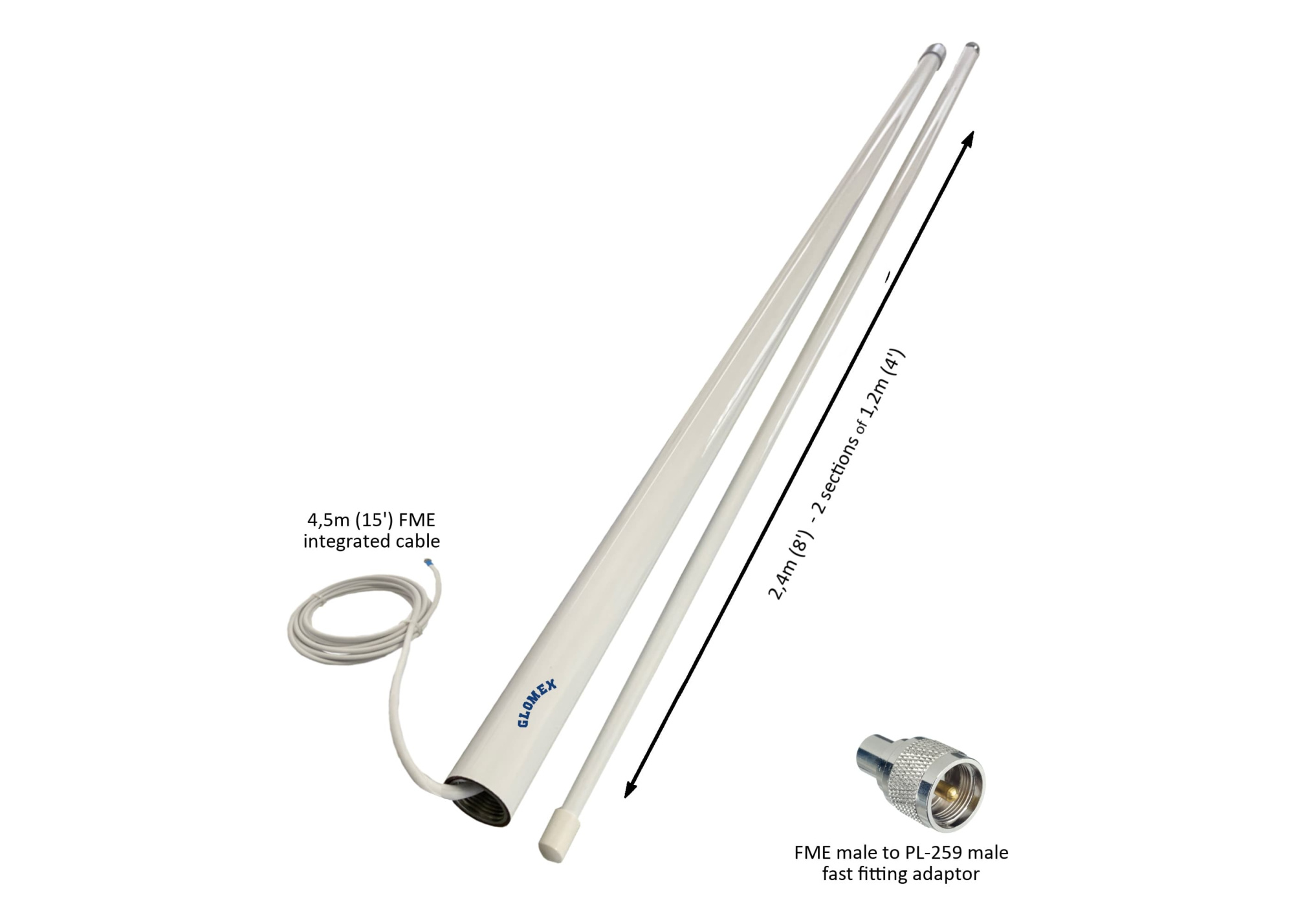 GLOMEX RA305 Foldable VHF Marine Antenna / FME connector