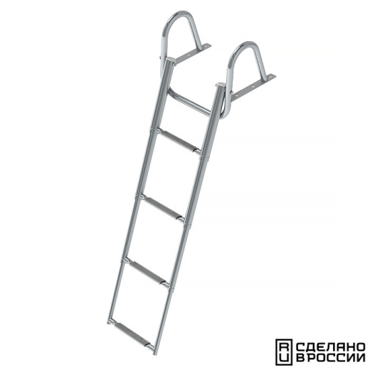 Трап телескопический с поручнем, 4 серых ступеней (ширина 350 мм.)