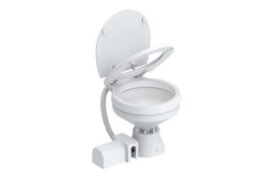 Унитаз судовой керамический 24В (компакт) сиденье из дерева с эмалевым покрытием