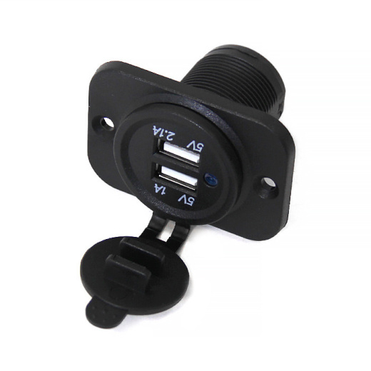 Панель с двойным USB разъемом и подсветкой NEKEKE 12-24V, прямоуг., фронт.
