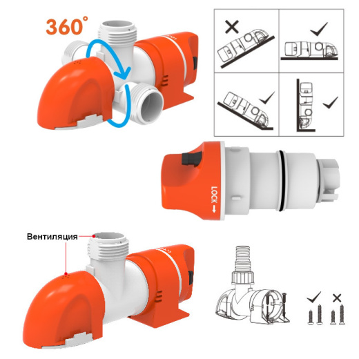 Насос осушительный низкопрофильный 800GPH 14С Series 12В