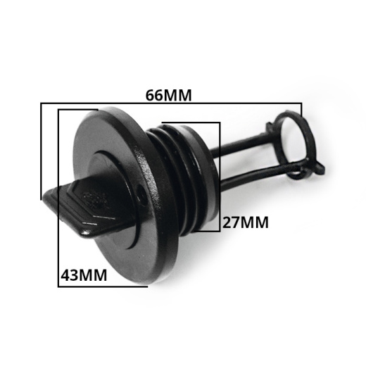 Заглушка дренажная круглая SUNFINE 43x66 мм, пластик черный
