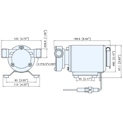 Насос водяной 400GPH, 168x120x97 мм, 12V, в комплекте