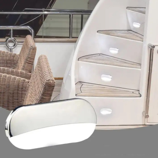 Светильник для подсветки палуб и трапов светодиодный, холодный белый свет, нерж. сталь