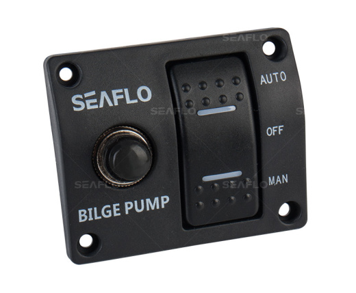 Панель управления с предохранителем для осушительного насоса (ручной-выкл-авто) 12/24В, пластик