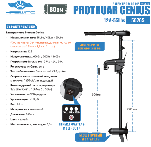 Haswing Protruar Genius  55Lbs / 12v / 80 см